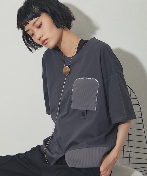 tシャツ 異素材切り替えTシャツ レディース | ブランド登録なし | 16