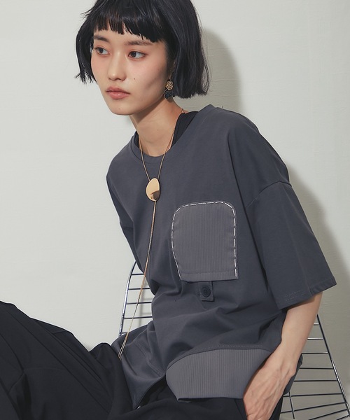 tシャツ 異素材切り替えTシャツ レディース | ブランド登録なし | 18
