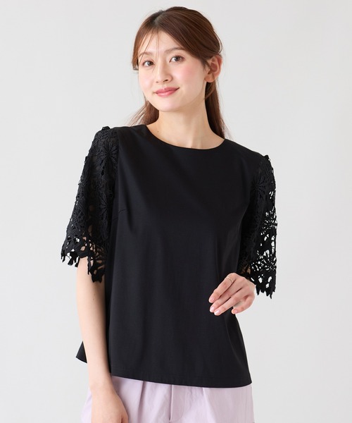 Rose Tiara（ローズティアラ） tシャツ 半袖 3Dレースフレアスリーブ 