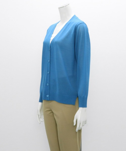 「TOKYO SHIRTS」 ニットカーディガン M トップグレー レディース_画像3