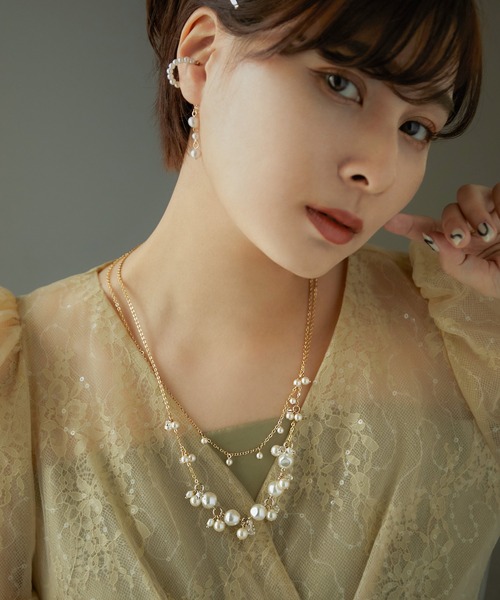 niana（ニアナ） ネックレス ランダムパールミックス2連ロング