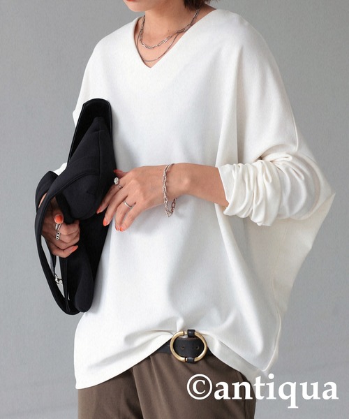antiqua（アンティカ） tシャツ Vネックドルマントップス レディース