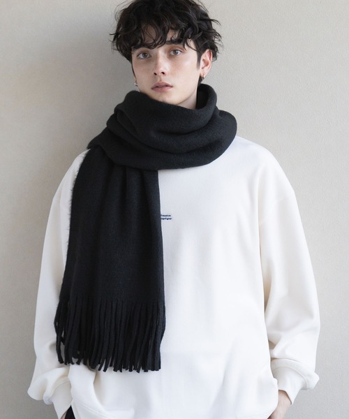 RAGEBLUE（レイジブルー） マフラー ラッセル編み/ボリュームフリンジ