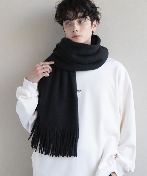 RAGEBLUE（レイジブルー） マフラー ラッセル編み/ボリュームフリンジ