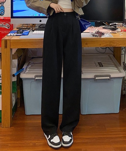 パンツ ssnt SETUP7 スラックス パンツ 「SETUP7」ハイウエストタックパンツ KNF