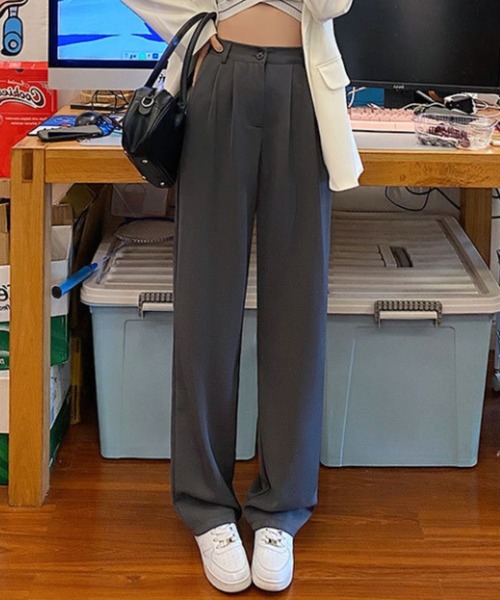 SETUP7 スラックス パンツ 「SETUP7」ハイウエストタックパンツ KNF