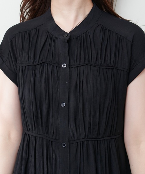 natural couture ギャザーデザイン楊柳シャツワンピース 新品 natural couture ワンピース ギャザーデザイン楊柳シャツ