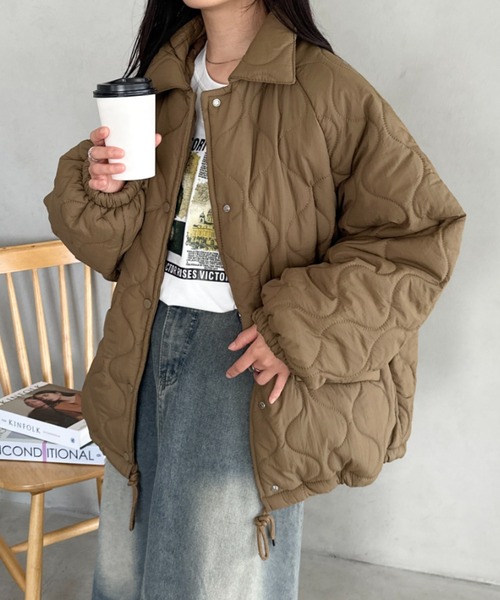 CLEA ブルゾン アウター 裏ボアオーバーサイズキルティングジャケット