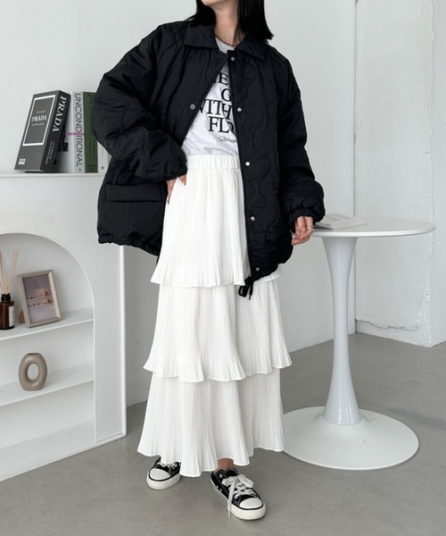 KRYclothing CHIEMI 中綿 キルティングブルゾン BLACK CLEA ブルゾン アウター 裏ボアオーバーサイズキルティングジャケット