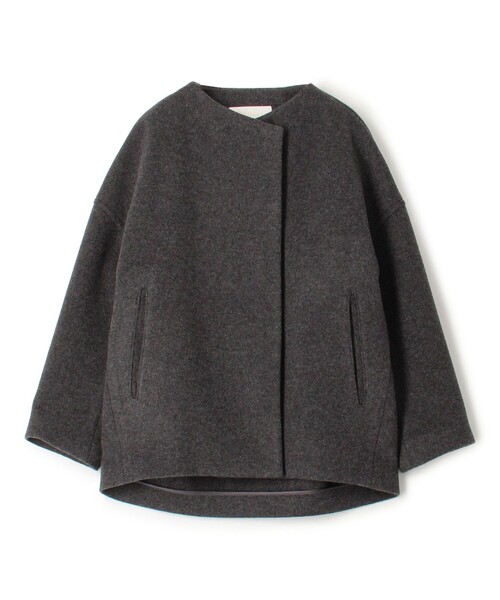 Ballsey ノーカラーコート コート ウールナイロンベロア コクーン 