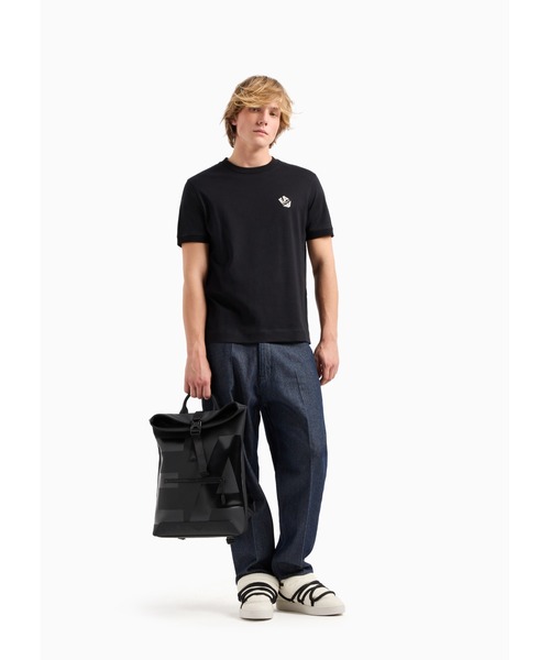 【国内即発】EMPORIO ARMANI 軽量ジャージー ロゴ＆リブ Tシャツ EMPORIO ARMANI tシャツ 「エンポリオ アルマーニ」Tシャツ 軽量