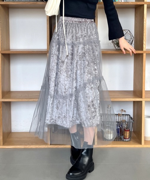 スカート チュールベロアティアードスカート : ZOZOTOWN Yahoo!店