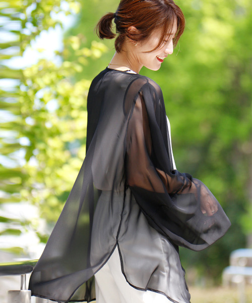 カーディガン 夏の羽織りに活躍！ノースリーブと好相性シアーカーディガン レディース Ehre style カーディガン 夏の羽織りに活躍！ノースリーブと好