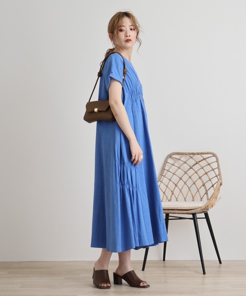 Anna Nicola ワンピース AnnaNicola アシメギャザーワンピース