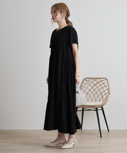 Anna Nicola ワンピース AnnaNicola アシメギャザーワンピース