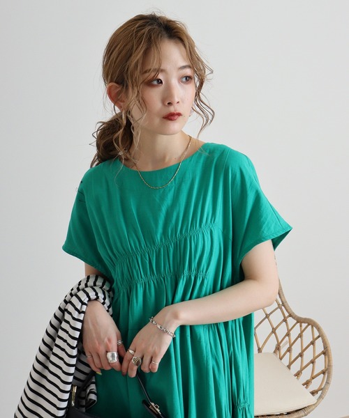 Anna Nicola ワンピース AnnaNicola アシメギャザーワンピース