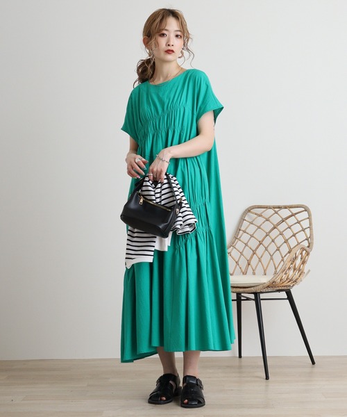 Anna Nicola ワンピース AnnaNicola アシメギャザーワンピース