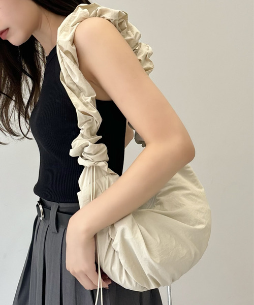 【RAPTURE】2WAY フリル ショルダー トートバッグ 茶 Ada. トートバッグ 2WAY フリル ショルダー バッグ レディース