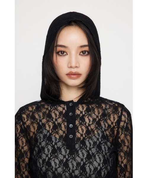 高級素材使用ブランド LAGUAGEM】FLOR LACE レース ライム トップス HOODIE トップス