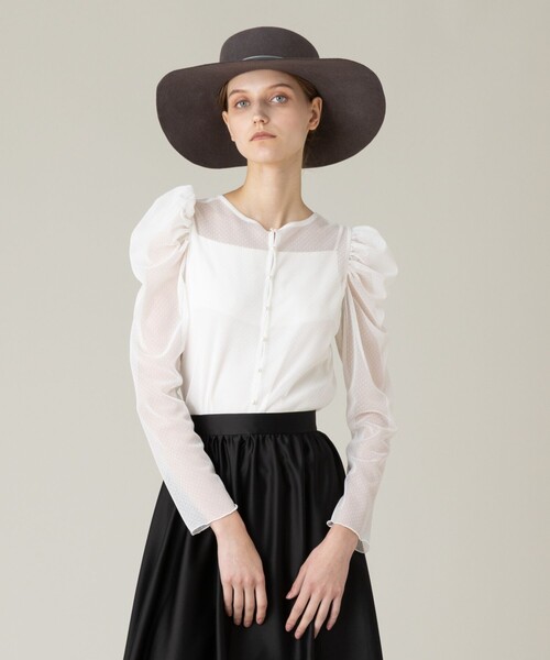 tシャツ 「LOULOU WILLOUGHBY」ドットチュールジコスリーブプルオーバー レディース