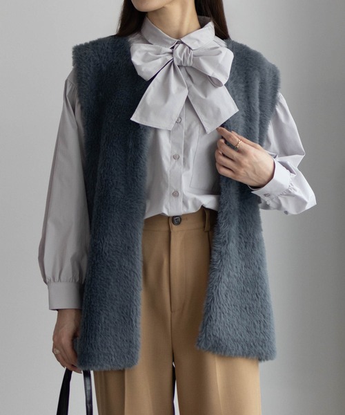 HusHusH（ハッシュアッシュ） ベスト ジレ ファーベスト ジレ