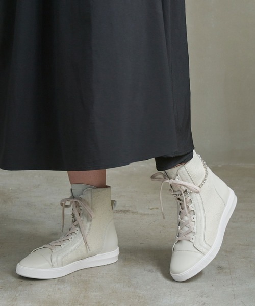 Lucida スニーカー Gienah/ラメニットハイカットスニーカー レディース