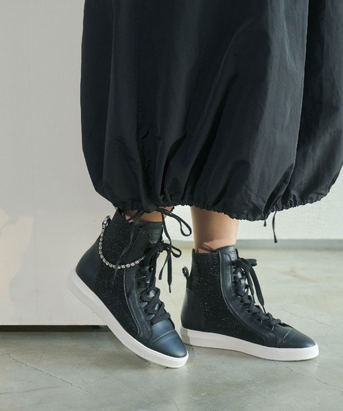 Lucida スニーカー Gienah/ラメニットハイカットスニーカー レディース