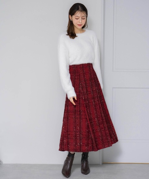 フレアースカート　ラメ、チェック Noela スカート ラメチェックフレアスカート : ZOZOTOWN Yahoo