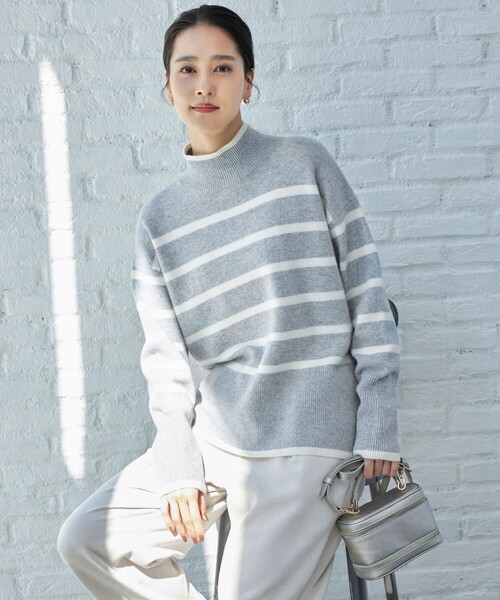 ホワイトニットセーター ハイネック/袖口部分アルパカ&カシミヤセーター2点纏めて ホワイトニットセーター ハイネック/袖口部分アルパカ&カシミヤ