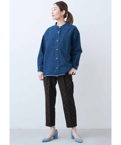 IEDIT ブラウス シャツ IEDIT パール調ボタンをきかせた