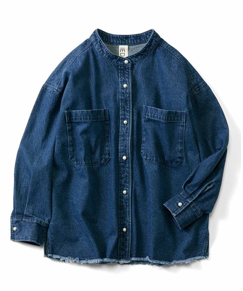 ブラウス シャツ ＩＥＤＩＴ　パール調ボタンをきかせた　スタンドカラーシャツ レディース IEDIT ブラウス シャツ IEDIT パール調ボタンをきかせた