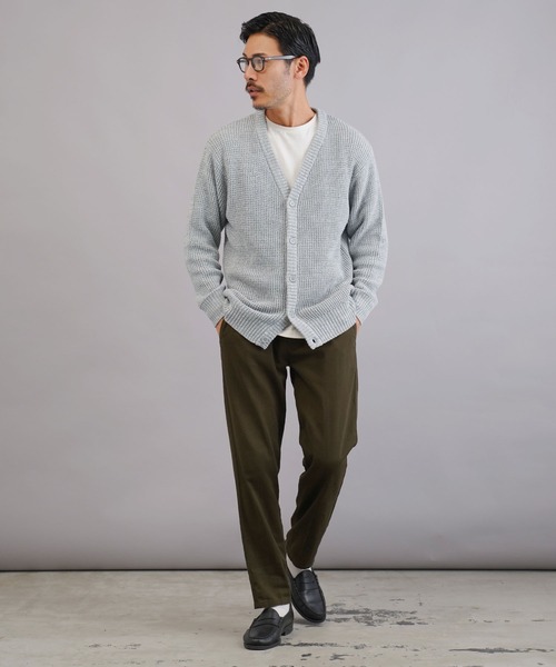 ニット メンズ◇畦ルーズカーディガン◇畦編みニット