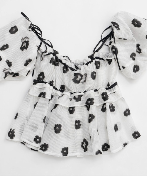 MAISON SPECIAL ブラウス シャツ Sheer Fabric Floral Pattern