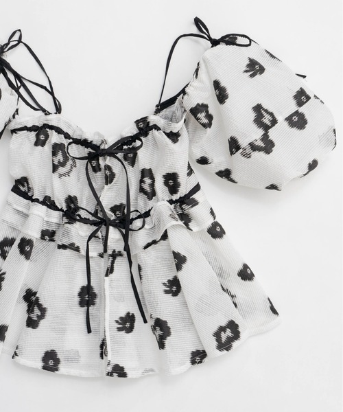 MAISON SPECIAL ブラウス シャツ Sheer Fabric Floral Pattern