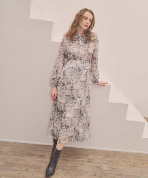 ワンピース Pleat printed one piece プリーツプリント ワンピース