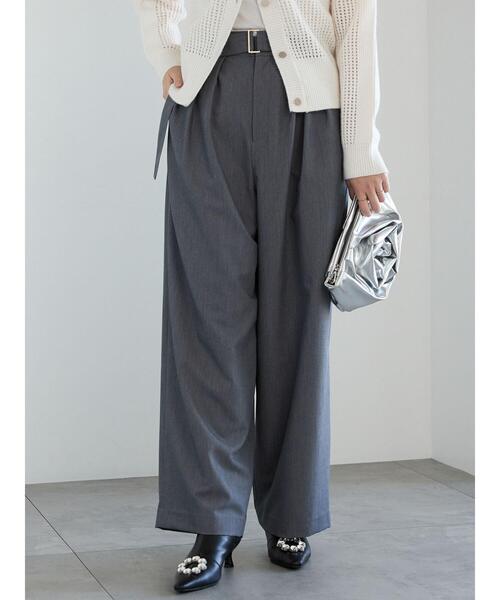 Te chichi（テチチ） パンツ 共ベルト付きタックワイドパンツ