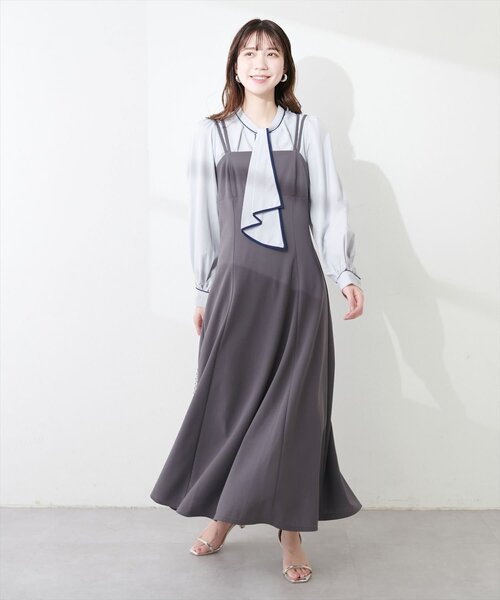 natural couture ワンピース カットジョーゼットキャミワンピース