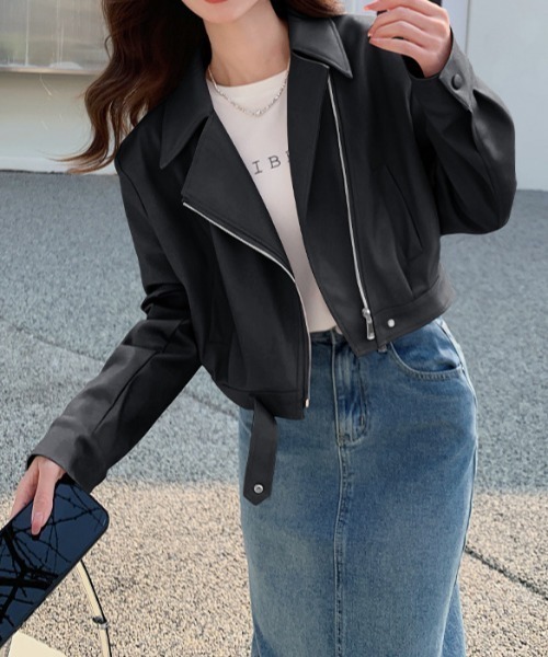 「a lot of love」 「brilaxae」ライダースジャケット M ブラック レディース_画像4