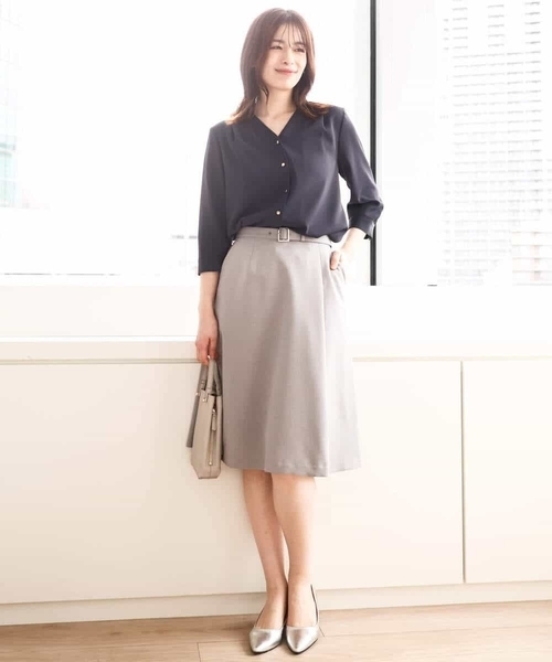 オフオン（OFUON）/[セットアップ対応]ラップ風スカート/洗える OFUON（オフオン） スカート 「セットアップ対応」ラップ風スカート