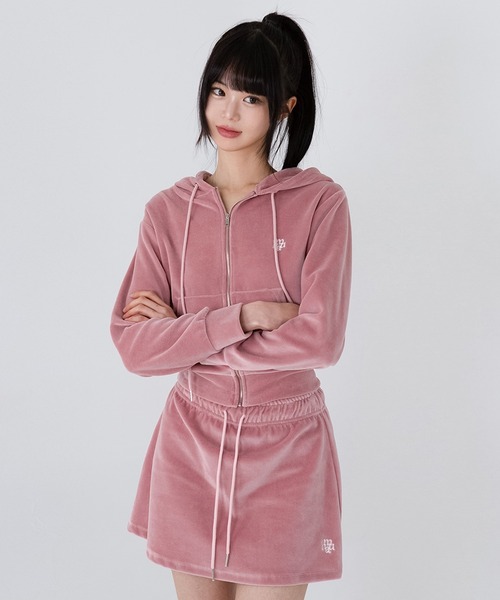 パーカー A'GEM/9 × .kom 「muah muah/ムーアムーア」 VELOUR TRAINING HOOD ZIPUP/ベロア トレーニン パーカー A'GEM/9 × .kom 「muah muah/ムーアムーア」 VELOUR