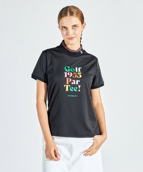 tシャツ SUNSCREEN ストレッチスムースモックネック半袖シャツ レディース