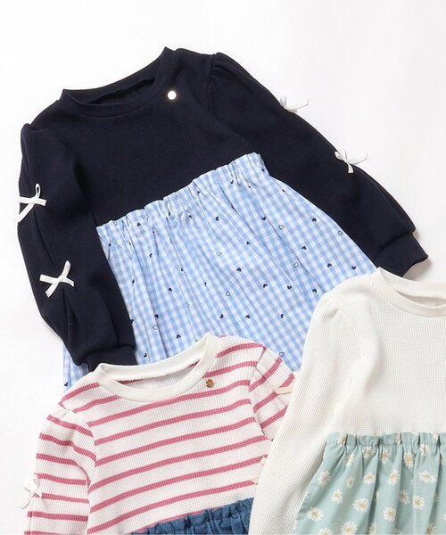 ワンピース 「ジュニア対応」袖リボンドッキングワンピース キッズ 子供服 女の子 | apres les cours | 02