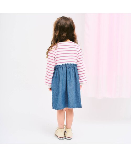 ワンピース 「ジュニア対応」袖リボンドッキングワンピース キッズ 子供服 女の子 | apres les cours | 09
