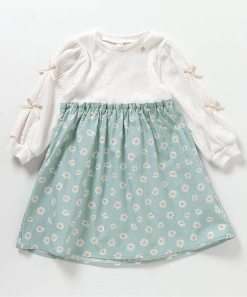 ワンピース 「ジュニア対応」袖リボンドッキングワンピース キッズ 子供服 女の子 | apres les cours | 15