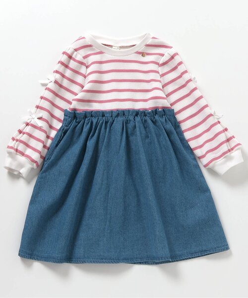 ワンピース 「ジュニア対応」袖リボンドッキングワンピース キッズ 子供服 女の子 | apres les cours | 17