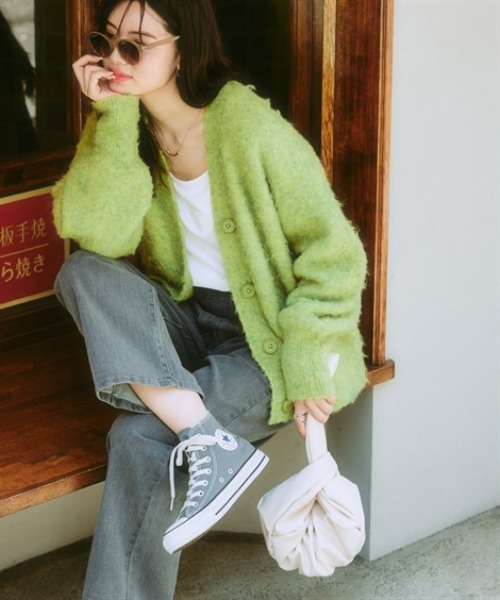 「nissen」 「Amourire」ニットカーディガン M ベージュ レディース_画像3