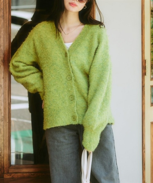 「nissen」 「Amourire」ニットカーディガン M ベージュ レディース_画像4