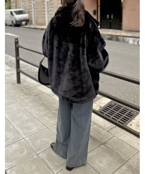 「Re:EDIT」 ジップアップブルゾン LARGE ベージュ レディース_画像2