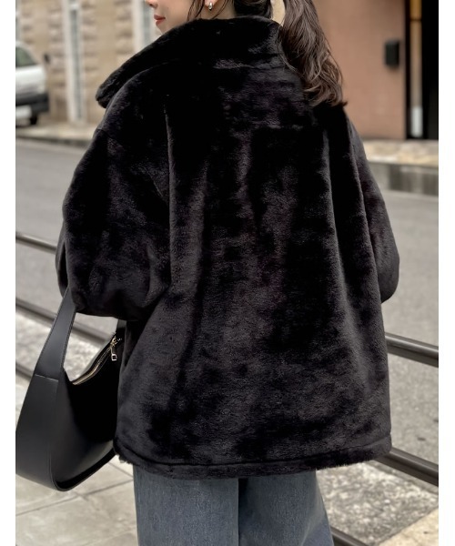 「Re:EDIT」 ジップアップブルゾン LARGE ベージュ レディース_画像3