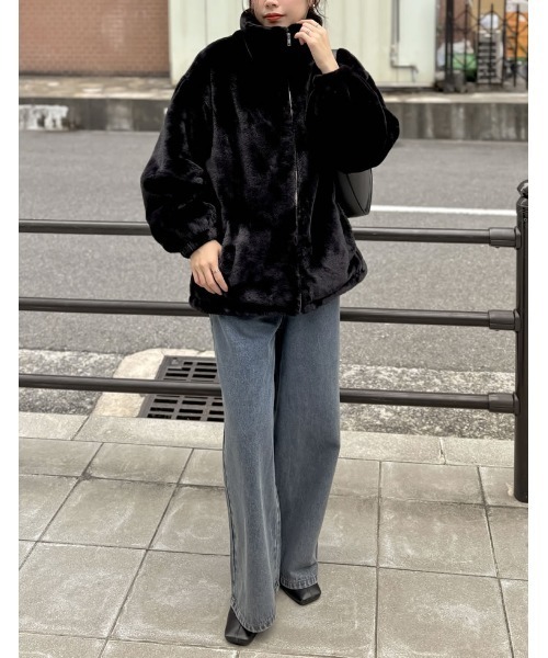 「Re:EDIT」 ジップアップブルゾン LARGE ベージュ レディース_画像4
